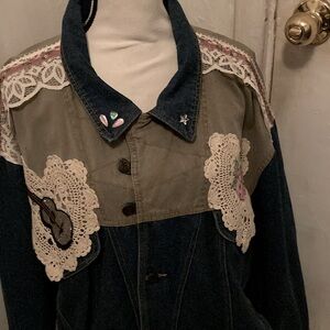Unique Jewels and lace jean jacket